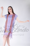Handmade Loom Huipil Dress Pink Blue