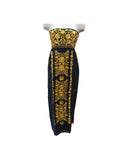 Sara Mexican Strapless Dress Black and Gold