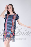 Handmade Loom Huipil Dress Black Blue