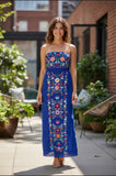 Sara Mexican Strapless Dress Royal Blue