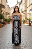 Sara Mexican Strapless Dress Black Silver