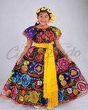 Girls Mexican Chiapaneca Fino Dress - Cielito Lindo