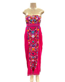 Sara Mexican Strapless Dress Hot Pink