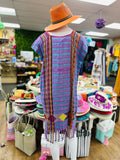 Handmade Loom Huipil Dress Pink Blue