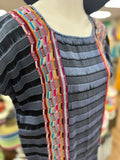 Handmade Loom Huipil Dress Black Blue