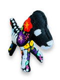 Handmade Mexican Plush Dog Embroidered Skeleton - Day of the dead wool felt puppy