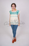 Mexican Oaxaca Cream Blouse - Cielito Lindo