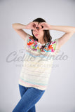 Mexican Oaxaca Cream Blouse - Cielito Lindo