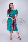 Mexican Campesina Midi Dress - Cielito Lindo