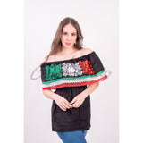 Off the Shoulder Tricolor Blouse