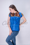 Mexican Blue Sateen Top Chamula - Cielito Lindo