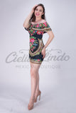 Mexican Patria Printed Dress Black - Cielito Lindo