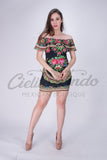 Mexican Patria Printed Dress Black - Cielito Lindo
