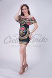 Mexican Patria Printed Dress Black - Cielito Lindo