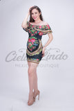 Mexican Patria Printed Dress Black - Cielito Lindo