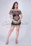 Mexican Patria Printed Dress Black - Cielito Lindo