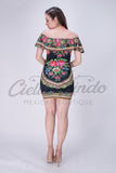 Mexican Patria Printed Dress Black - Cielito Lindo