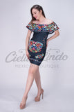 Mexican Floral Printed Bodycon Dress Chula - Cielito Lindo