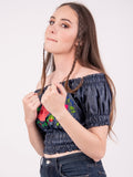 Mexican Denim Off the Shoulder Blouse Coqueta - Cielito Lindo