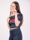 Mexican Denim Off the Shoulder Blouse Coqueta - Cielito Lindo