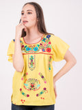 Mexican Tehuacan Full Blouse Mango Yellow - Cielito Lindo