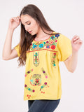 Mexican Tehuacan Full Blouse Mango Yellow - Cielito Lindo