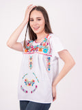 Mexican Tehuacan Full Embroidered Blouse White - Cielito Lindo