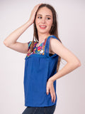Yaritza Mexican Blouse Royal Blue - Cielito Lindo