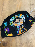 Accsessories Black with Orange Dress Mexican Doll Black Face Mask