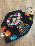 Accsessories Black with Teal Dress Mexican Doll Black Face Mask