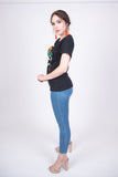 Blouses Frida Serape Black Embellished T-Shirt