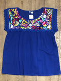 Blouses Small Yaritza Mexican Blouse Royal Blue