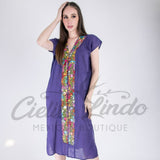 Mexican Huipil Kaftan Dress Purple