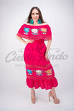 Dress Mexican Luxury Fino Campesino Maxi Dress Hot Pink
