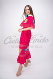 Dress Mexican Luxury Fino Campesino Maxi Dress Hot Pink