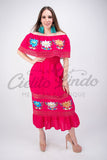 Dress Mexican Luxury Fino Campesino Maxi Dress Hot Pink