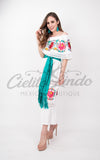 Mexican Luxury Fino Campesino Maxi Dress White - Cielito Lindo