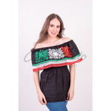 Off the Shoulder Tricolor Blouse