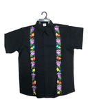 Men’s Guayabera Floral Black - Cielito Lindo
