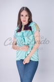 Mexican Blue Sateen Top Chamula - Cielito Lindo