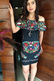 Chula Black Dress Printed - Cielito Lindo Mexican Boutique