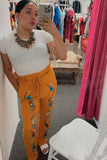 Embroidered Drawstring Pants - Cielito Lindo