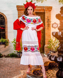 Mexican Luxury Fino Campesino Maxi Dress White - Cielito Lindo