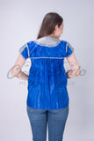 Mexican Blue Sateen Top Chamula - Cielito Lindo