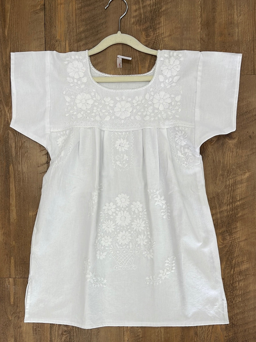 Mexican Dress for Girls White on White  Cielito Lindo