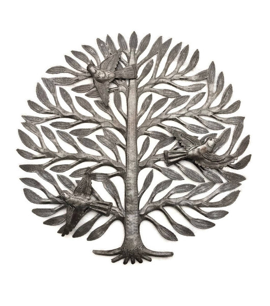 Tree of Life with Birds Metal Art Wall Decor 15"