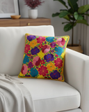 Mexican Yellow Floral Embroidered Pillow Cover