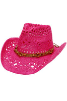 Beaded Crochet Crushable Straw Cowboy Hat