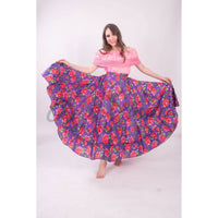 Mexican Folklorico Hot Pink Floral Skirt