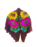 Mexican Floral Burgundy Shawl